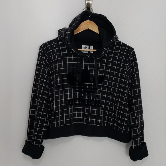 ADIDAS Black Cropped Hoodie, Women's: Medium, $50 - Picture 3 of 8